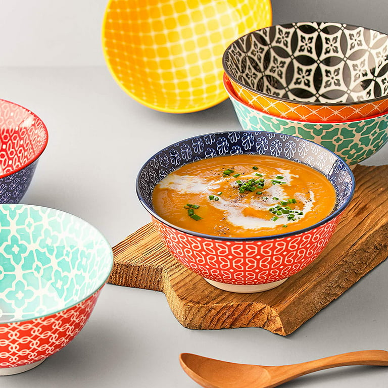 DOWAN Vibrant Joy Ceramic Cereal Bowls Sets of 6,23 Oz Bowls for Kitchen,  Soup Bowls Set for Pasta, Salad and Oatmeal 