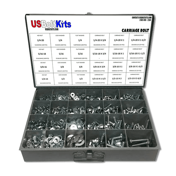 1250 Piece Carriage Bolt Assortment