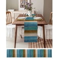 thumbnail image 6 of Table Runner Dresser Scarf 13 x 72 Inch Teal Blue Brown Wooden Board Gradient Farmhouse Country Table Runners Non-Slip Heat Kitchen Dining Table Decor for Indoor Outdoor Home Party Decoration, 6 of 7
