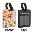 thumbnail image 2 of WIRESTER 2pcs Set PU Leather Luggage Tags Privacy Label Flap for Travel Suitcase Baggage - Colored Watercolor Daisies Flowers, 2 of 7