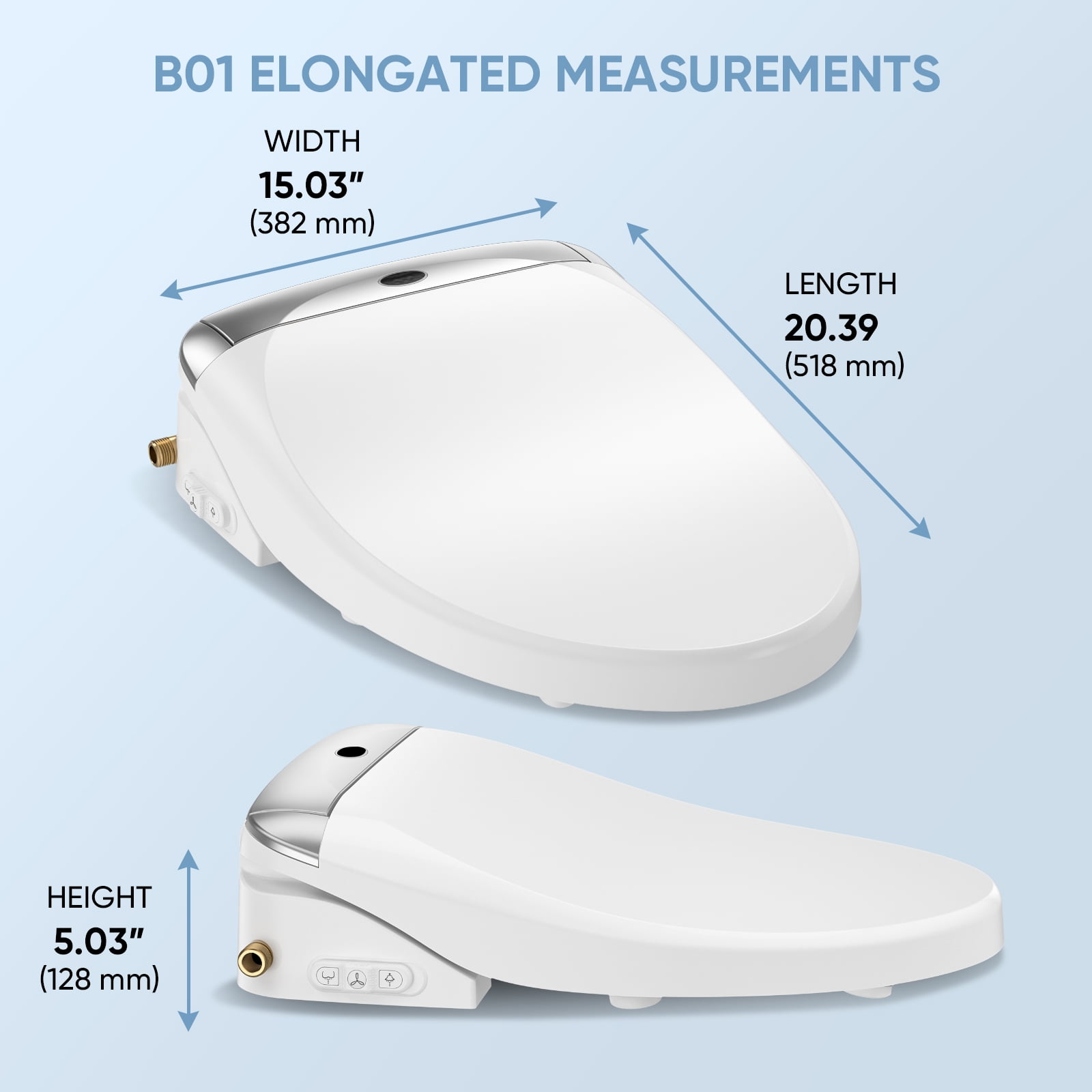 LEIVI Electric Bidet Toilet Seat with Wireless Remote and Side Panel, Multiple Spray Modes, Adjustable Heated Seat, Warm Water and Air Dryer, Auto LED Nightlight, Elongated