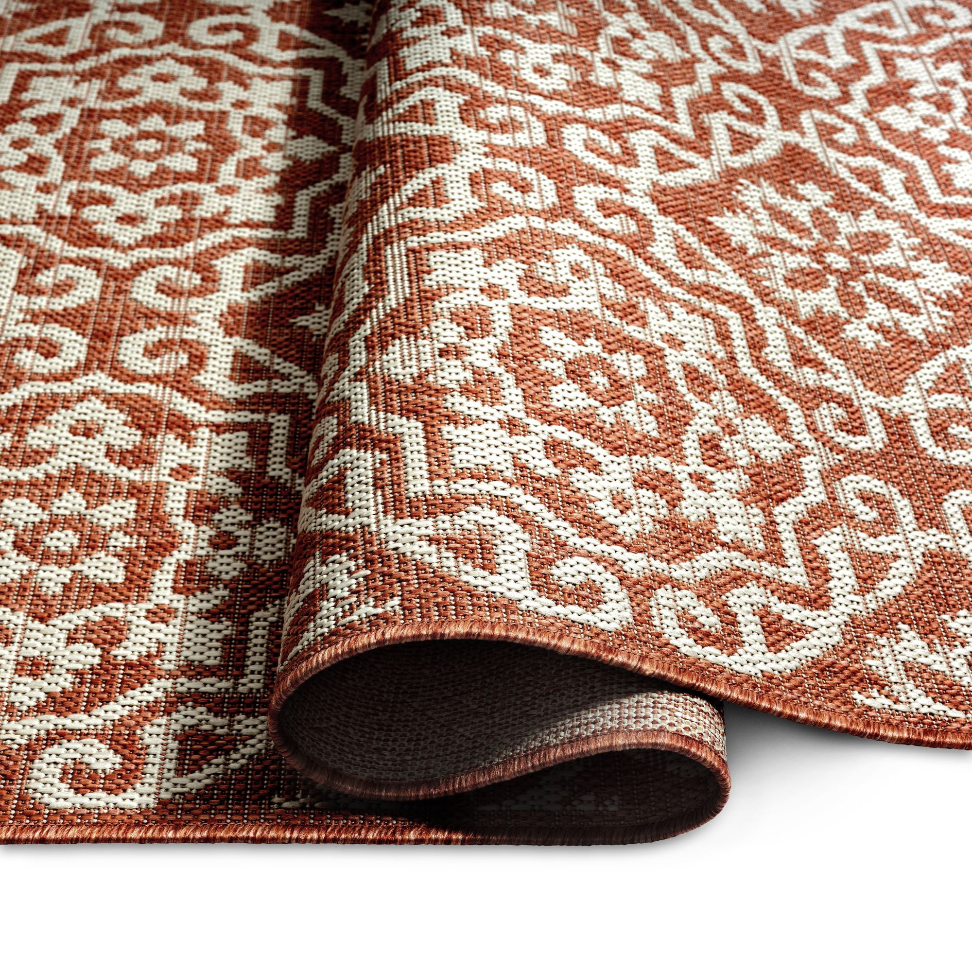 Nicole Miller New York Patio Country Danica Transitional Geometric Indoor/Outdoor Area Rug, Terracotta/Ivory , 6'6"x9'2"