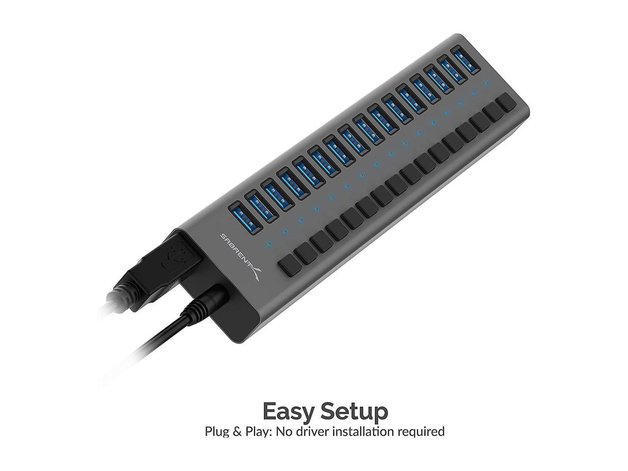 Sabrent 16-Port USB 3.0 Hub and Charger, Gray
