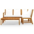 thumbnail image 3 of vidaXL 4 Piece Patio Lounge Set with Cushion Cream Solid Acacia Wood, 3 of 11