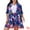 Dark Blue, variant on DARING DIVA Women's Plus 2 Pcs Tropical Kimono Floral Tops and Shorts Set Black 1X