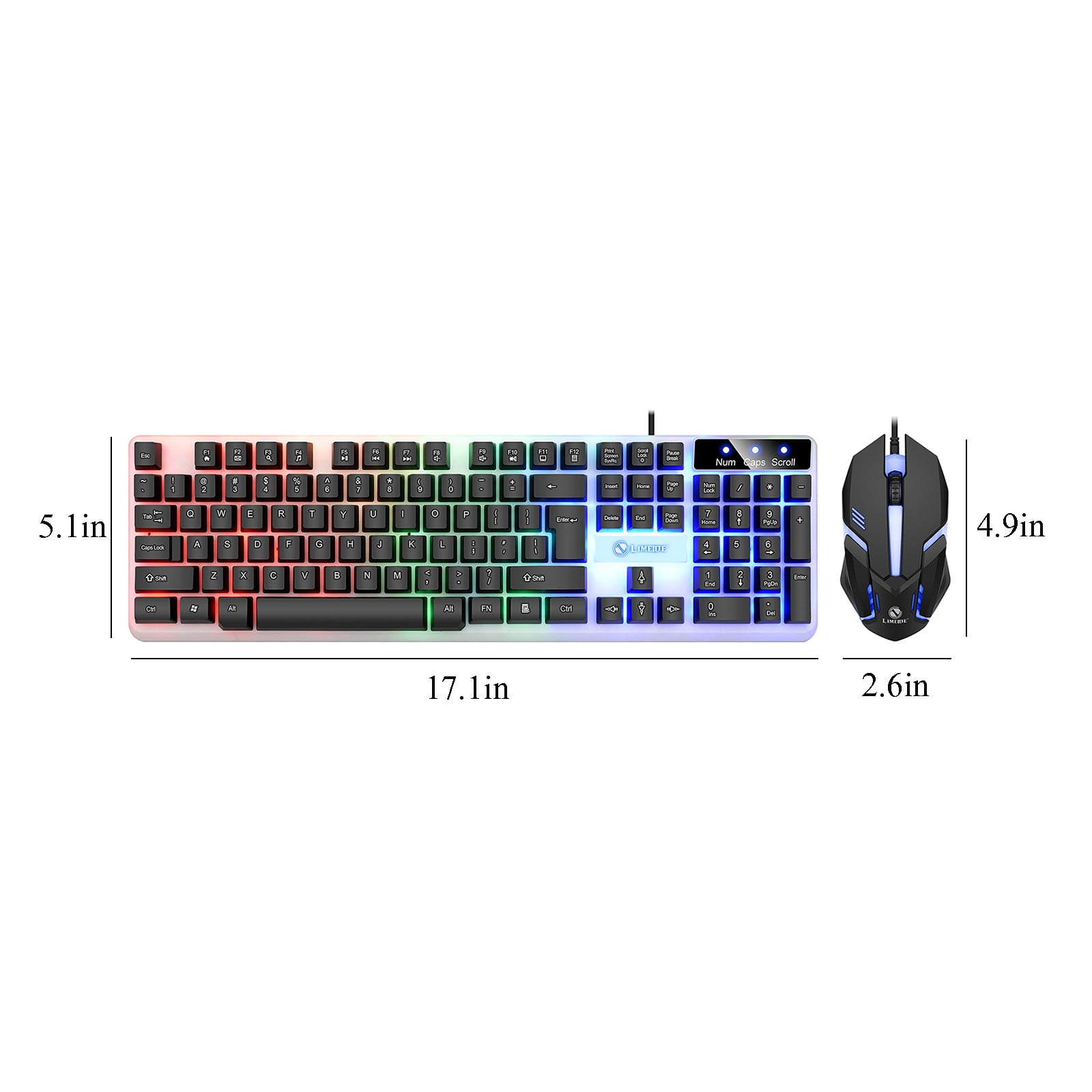 Wired Gaming Keyboard Mouse Combo, 104-Key Full Size, Mechanical Feel, RGB Backlit, Floating Keycaps, Ergonomic, Anti-Slip, for Gaming Office Home Use