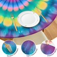 thumbnail image 4 of Pink Tie Dye Petal Mandala Pattern Round Fitted Tablecloth with Elastic Edge,Dining Table Cover Waterproof,Outdoor Round Tablecloth for Camping,Dining,Indoor and Outdoor, 4 of 7