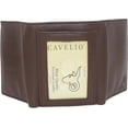 thumbnail image 4 of Cavelio Genuine Leather Mens RFID Blocking Slim Trifold Wallet Back ID Window with Gift Box Brown, 4 of 7