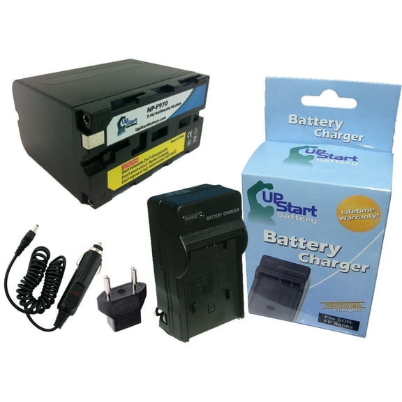 Sony CCD-TR717 Battery and Charger with Car Plug and EU Adapter - High Capacity Replacement for Sony NP-F970 Digital Camera Batteries and Chargers (6600mAh, 7.4V Lithium-Ion)