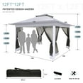 thumbnail image 6 of HOTEEL 12'x12' Pop Up Gazebo Patio Outdoor Canopy Tent with 8 Mosquito Nettings, Adjustable Height and 144 Square ft of Shade for Garden, Party, Backyard with Vented Top, Silver, 6 of 11