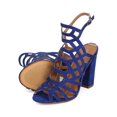 thumbnail image 4 of New Women HOTSOLES Ferret Faux Suede Peep Toe Caged Block Heel Sandal, 4 of 5