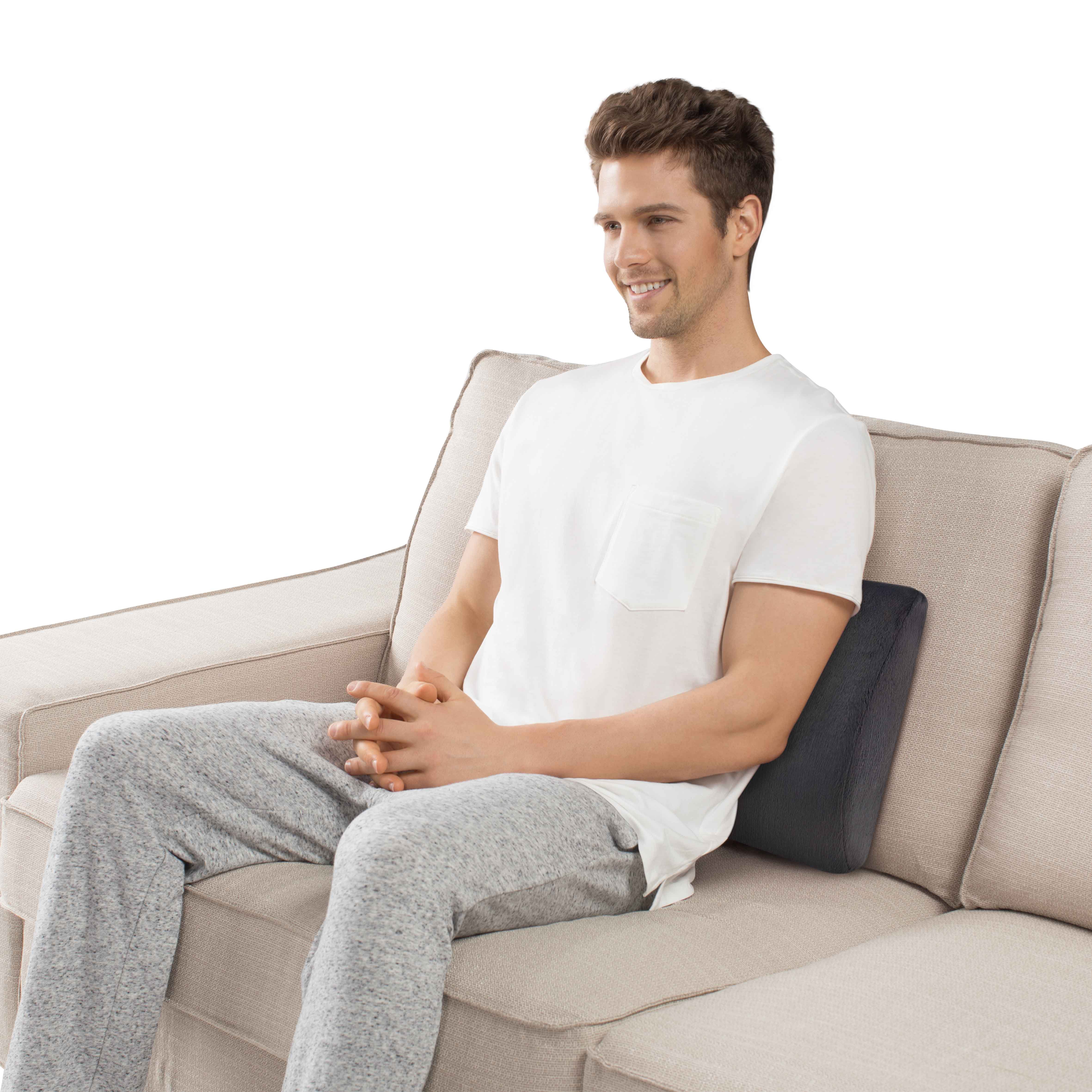 Health Touch Memory Foam Massaging Lumbar Support, Back Vibration Massage, Battery Operated