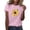 Pink, variant on Sexlip Womens Short Sleeve Blouse Sunflower Print Crew Neck Loose Sleeve Soft Fabric Relaxed Silhouette for Daily Outfits Red L
