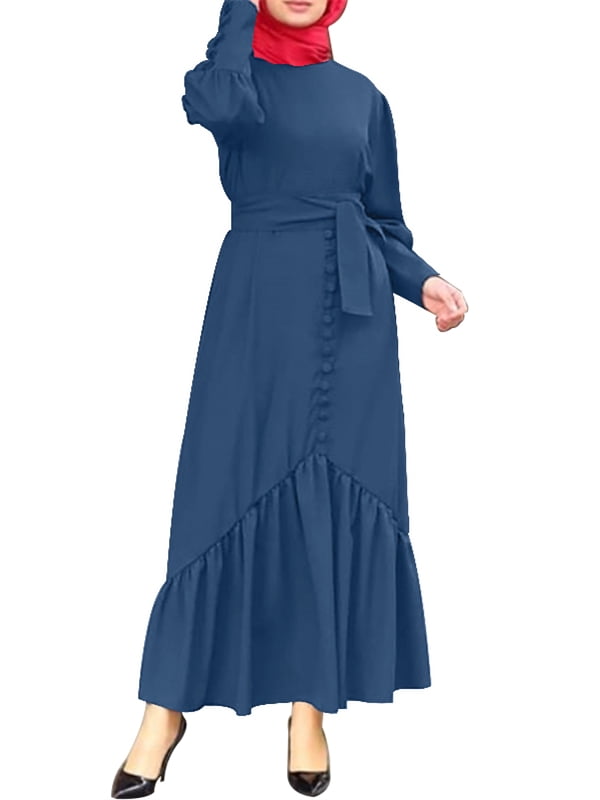 ruffle hem and sleeve maxi dress