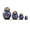 "3"" Set of 4 Blue Dress Mini Wooden Russian Nesting Dolls Matryoshka"