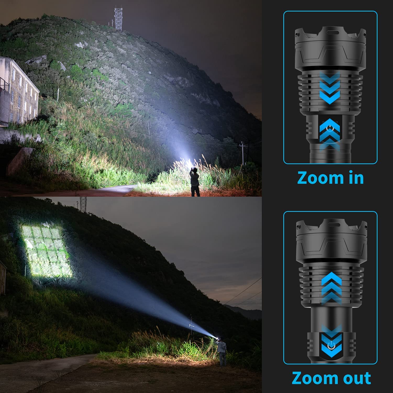 Rechargeable Led Flashlight 200000 High Lumens, Brightest Powerful Handheld Flashlight, Zoomable IPX5 Waterproof Super Bright Flashlight with 5 Mode