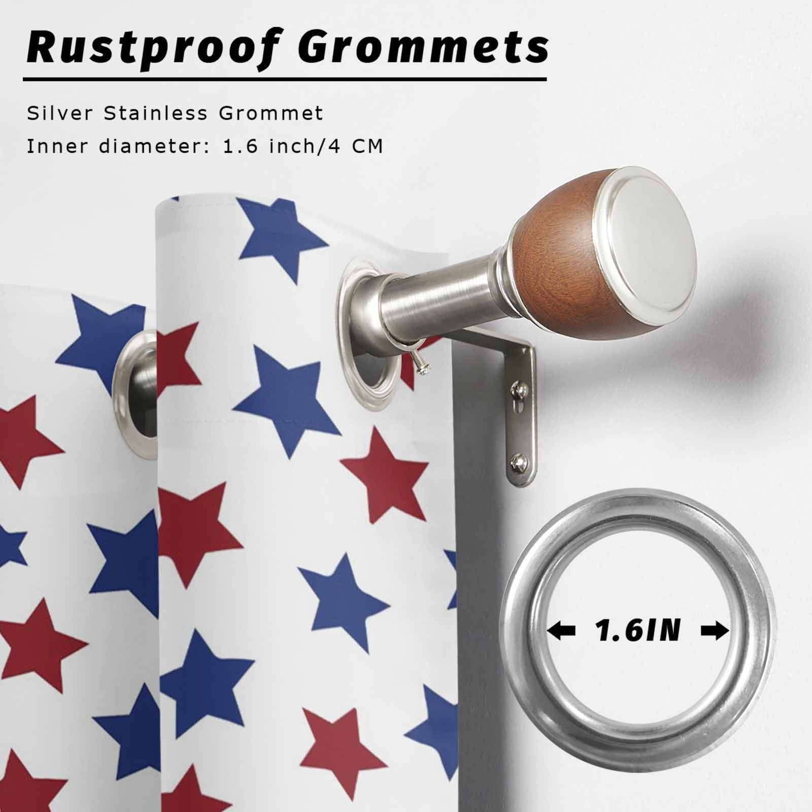 Red Blue Stars Outdoor Curtains for Patio, Independence Day Patriotic Five-pointed Star Sunshade Privacy Drapes Grommet Waterproof Outside Curtains for Porch/Cabana/Balcony 54"x 108", 1 Panel