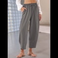 thumbnail image 3 of Pantalones Casuales Holgados, Rectos, de Algodón y , Color Gris, Talla M, 3 of 5