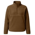 thumbnail image 2 of Women's Sherpa Quarter Zip Sweatshirt, Long Sleeve Fuzzy Pullover Top with Side Pockets for Casual Wear, 2 of 7
