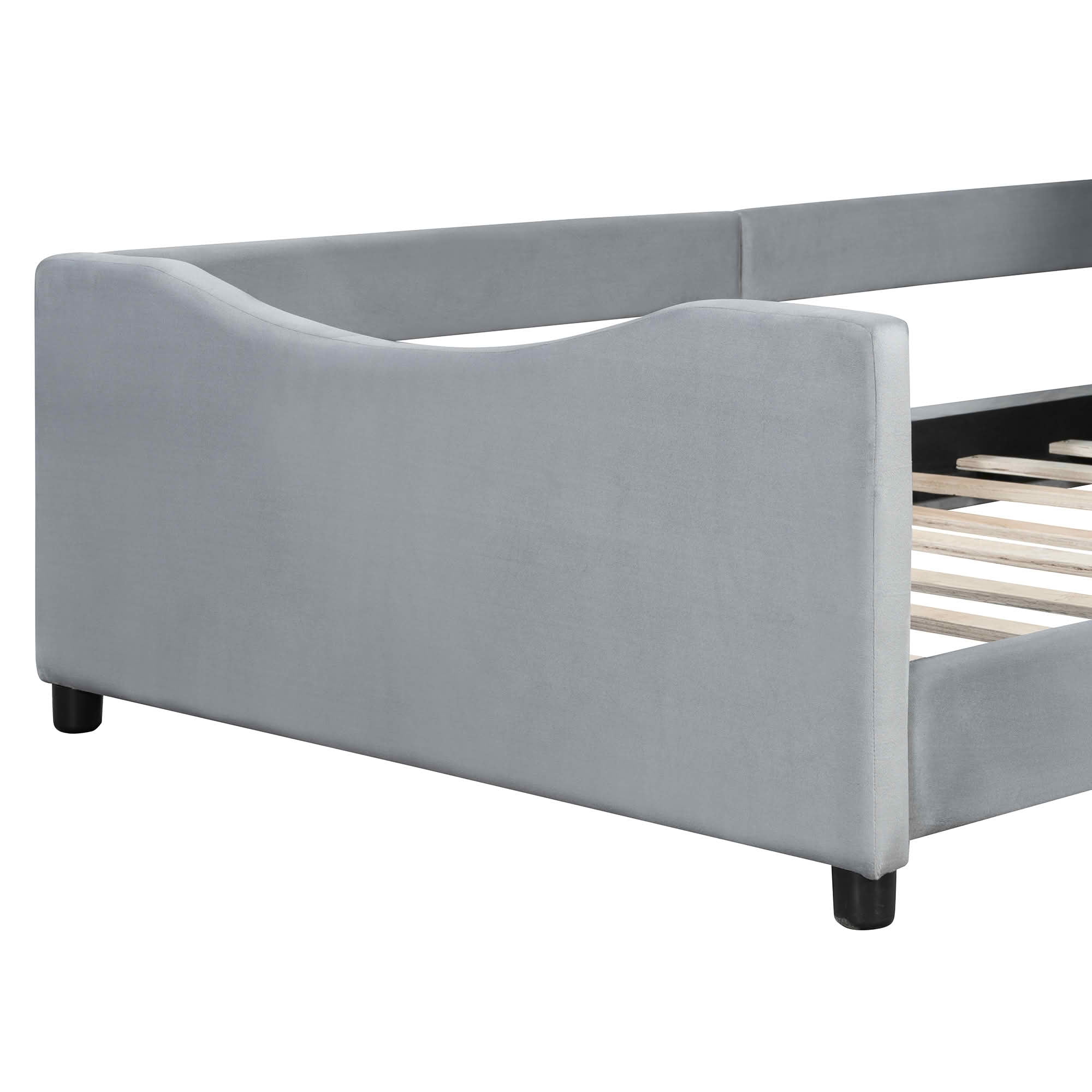 MAYEERTY Twin Size Daybed with Rabbit Ear Headboard, Lively Color Upholstered Kids Bed