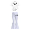 thumbnail image 3 of XIYON Girls Clothing Set Stylish Girls Casual Outfit With Bow Printed And Flared Pants 2 Piece Toddler For Play And Daily Wear 7-8 Years, 3 of 5