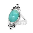 thumbnail image 2 of Bohemian Vintage Green Turquoise Oval Statement .925 Silver Ring-9, 2 of 5