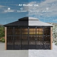 thumbnail image 3 of PURPLE LEAF 12' x 16' Permanent Hardtop Gazebo Aluminum Frame Gazebo with Galvanized Steel Double Roof, Solarium Backyard Sun Room with Detachable Windows for Backyard Patio Lawn and Garden, 3 of 15