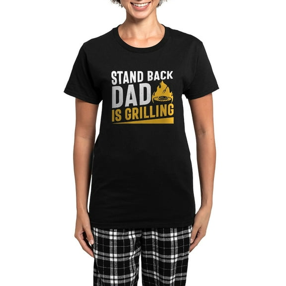 CafePress - Stand Back Dad Is Grilling Pajamas - Women's Short Sleeve Print T-Shirt and Pants Dark Cotton Pajama Set
