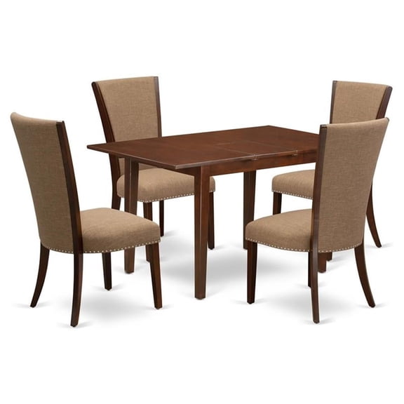 East West Furniture Norfolk 5-piece Wood Dining Room Table Set in Mahogany