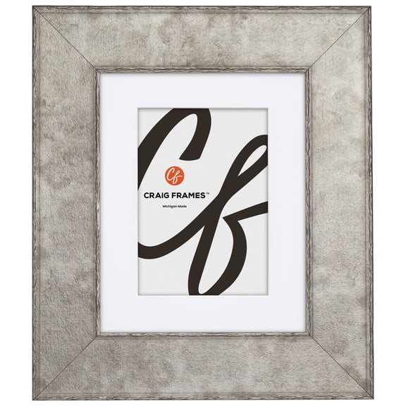 Craig Frames Starlight, 12x36 Picture Frame Matted for an 8x32 Photo, Silver