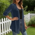 thumbnail image 6 of hoksml Women's Chiffon Open Front Cardigan, 3/4 Sleeve Sheer Lightweight Cover Up, Casual Flowy Layering Wrap, 6 of 9