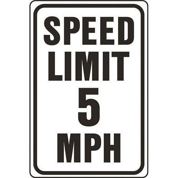 Hy-Ko Speed Limit Sign 5 MPH Heavy Duty Aluminum - Outdoor - 12" x 18" Black/White