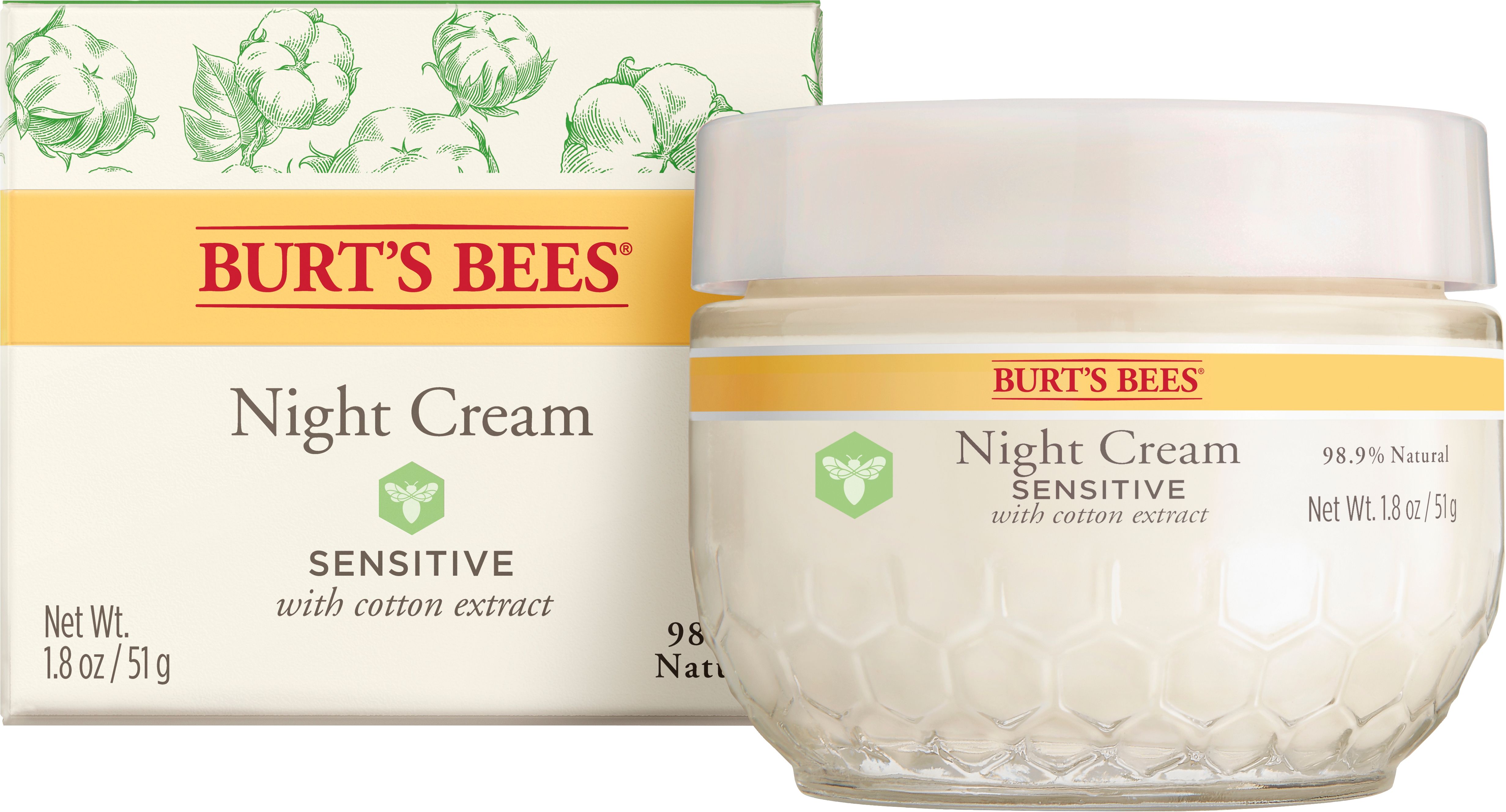 Burt's Bees Night Cream for Sensitive Skin, 1.8 Ounces