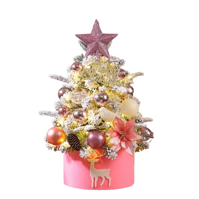 Mini Christmas Tree 45 cm Artificial Desktop Decor with PE+PVC Branches and Wooden Stake – Silver, Pink, Gold or Red