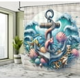 thumbnail image 4 of Ambesonne Nautical Shower Curtain, Underwater Around Anchor, 69"Wx75"L, Teal Pink and Coconut, 4 of 4