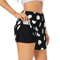 thumbnail image 2 of Bixox Women's Black and White Polka Dot pattern 2 in 1 Running Shorts - Lightweight Athletic Workout Gym Yoga Shorts Liner with Pockets - Large, 2 of 7