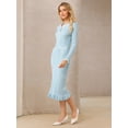 thumbnail image 3 of DARING DIVA Women's Long Sleeve Sweater Ruffled Trim Dress 2XL Light Blue, 3 of 7