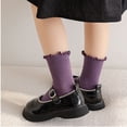 thumbnail image 4 of ZACPNCV 3PC Baby Girls Socks Vintage Frilly Ankle Crew Ribbed Dress Socks Olive Green 1-3 Years, 4 of 4