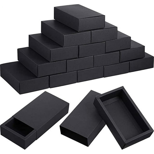 Zhuge 30 cajas de papel kraft con forma de cajón, mini cajas de cartón para manualidades, para jabón, joyas, dulces, bodas, regalos de fiesta (negro)