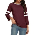 thumbnail image 4 of YanHoo 3/4 Sleeve Baseball Tops for Women,Plus Size Womens Raglan Shirts 3/4 Sleeve Baseball Tee Round Neck Patchwork Casual Blouse Tops 2024 Summer Clearance Sales, 4 of 7