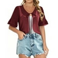 thumbnail image 2 of SHTXOZHI Women's Chiffon Cardigans Ruffle Short Sleeve Open Front Cardigan Summer Casual Jackets, 2 of 6