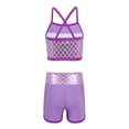 thumbnail image 2 of YONGHS Kids Girls Ballet Sequins Mermaid Tank Crop Top Shorts Set Tankini Swimwear 4-14, 2 of 7