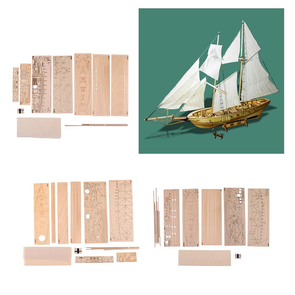 Details about   2x Handmade 1/120 1/300 DIY Boats Wood Sailboat Toys Model Puzzle Gift 