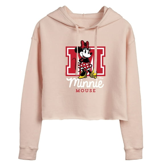 Disney - Minnie Mouse - Large Collegiate M - Juniors Cropped Pullover Hoodie