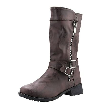 GHSOHS Cowboy Boots for Women Ankle Boots Leather Shoes for Women Black Boots Knee High Boots Women s Mid Calf Boots With Studded Low Block Shoes Comfort Rain Boots Dress Shoes Dress Boots Size 37