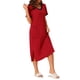 thumbnail image 4 of Camisón de noche de mujer INSPIRE CHIC con cuello en V, abertura lateral, manga corta, camisón largo con bolsillos, M, rojo, 4 of 6