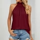 thumbnail image 3 of Playeras,Blusas y Tops,Ropa para Mujer Camisola para mujer Camisetas sin mangas sin mangas correa de seda mujeres colgando cuello encaje arriba blusa (Red, XXL), 3 of 5