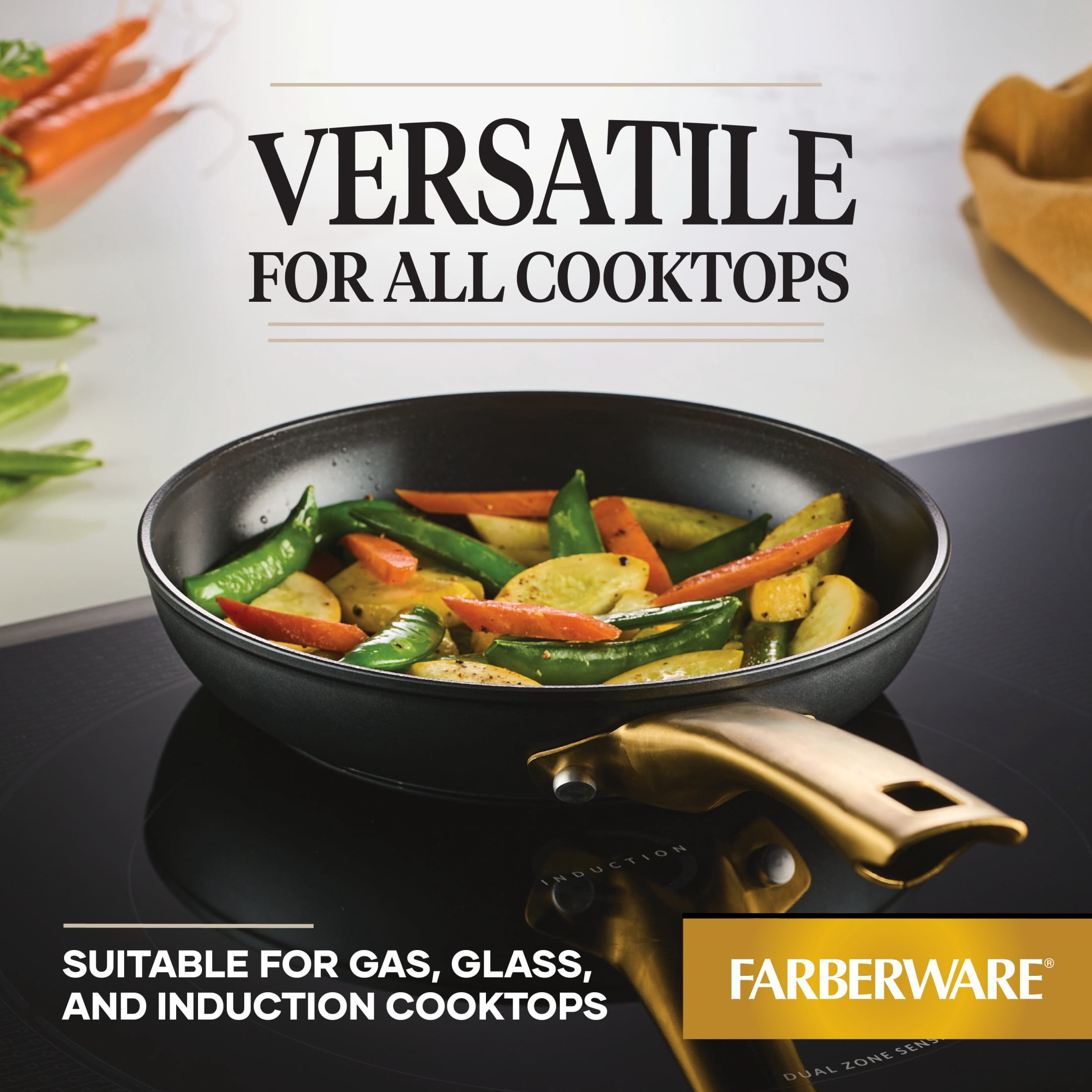 Farberware Forged Induction 8.25 Inch Ceramic Nonstick Frying Pan, Dishwasher Safe and Oven Safe to 500°F, Black