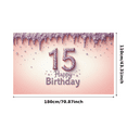 thumbnail image 3 of Glitter Design 15th Birthday Banner Decorative Sparkling Birthday Backdrop for Teenage Birthday Celebration Party Decor, 3 of 7