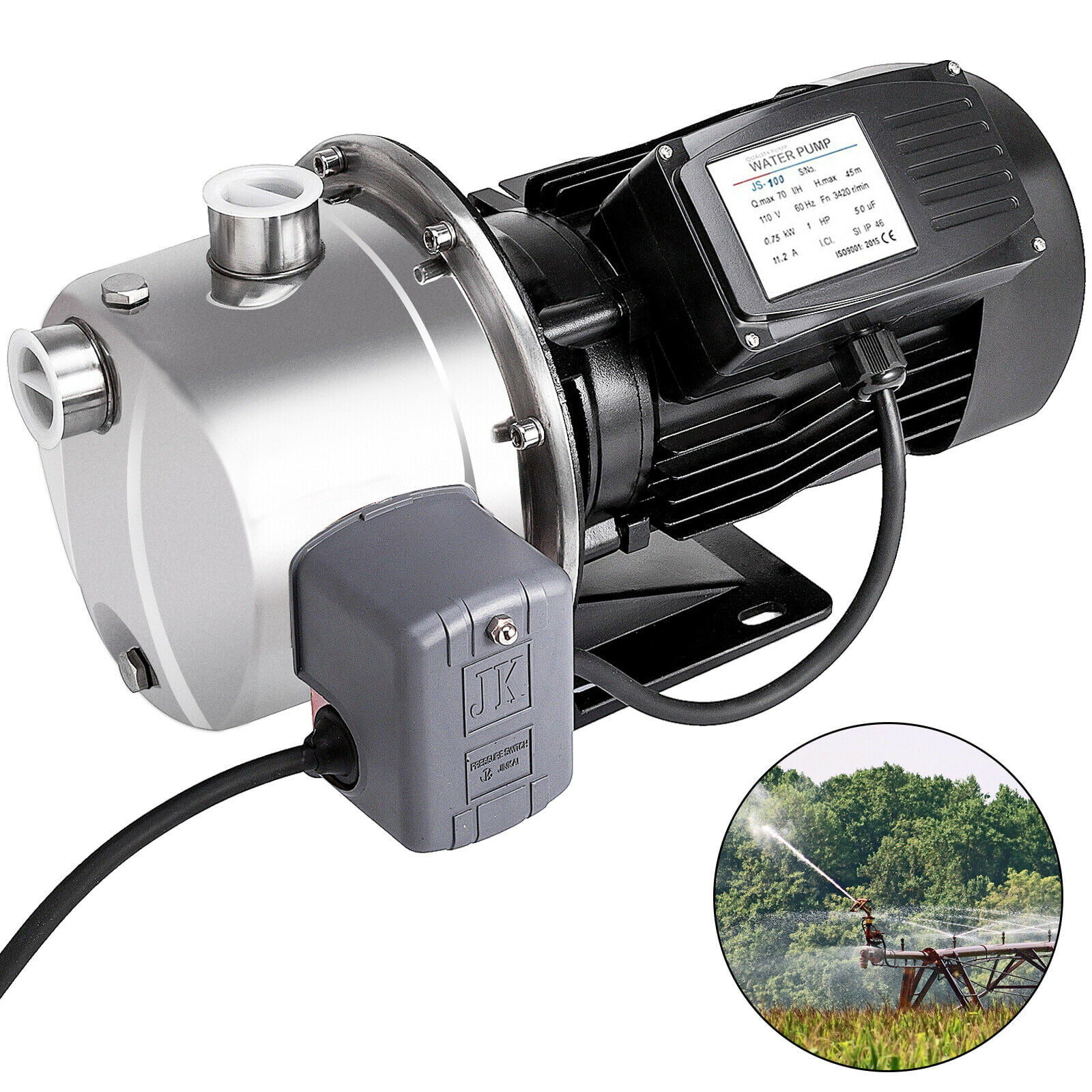 Shallow Well Jet Pump with Pressure Switch 1HP 148 ft Stainless Steel 